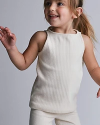 Toddler Girl Ribbed Playtime Tank - Cream