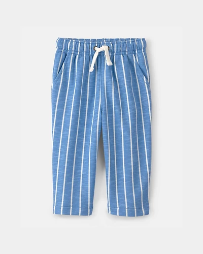 Baby Striped French Terry Pants - Blue/White