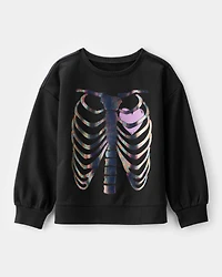 Girls Skeleton Long-Sleeve Pullover Sweatshirt