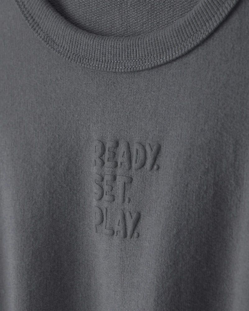 Toddler Girl 'Ready Set Play' French Terry Pullover Sweatshirt - Grey