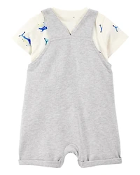 Baby Boy 2-Piece Shark Tee & Shortall Set - Grey