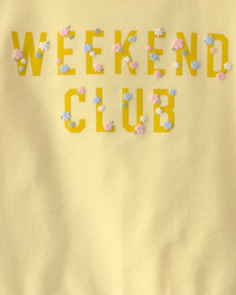 Girls 2-Piece Floral French Terry Top & Skirt Set - Yellow