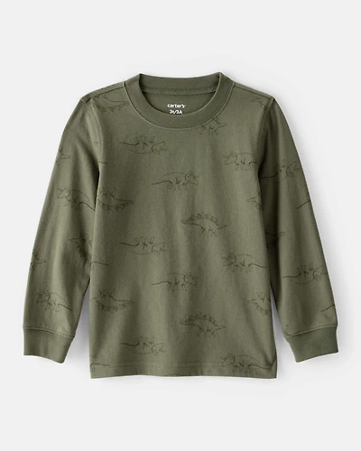 Toddler Boy Dinosaur Print Long-Sleeve Tee - Green