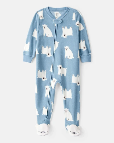 Baby Boy 1-Piece Polar Bear Fleece Footie Pyjama - Blue