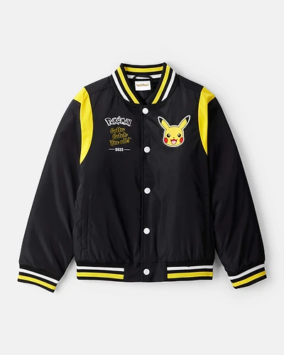 Boys Pokémon Pikachu Long-Sleeve Bomber Fashion Jacket - Black/Yellow