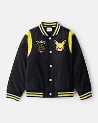 Boys Pokémon Pikachu Long-Sleeve Bomber Fashion Jacket - Black/Yellow
