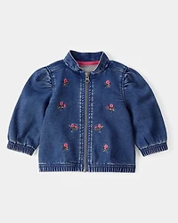 Baby Floral Denim Zip-Up Jacket