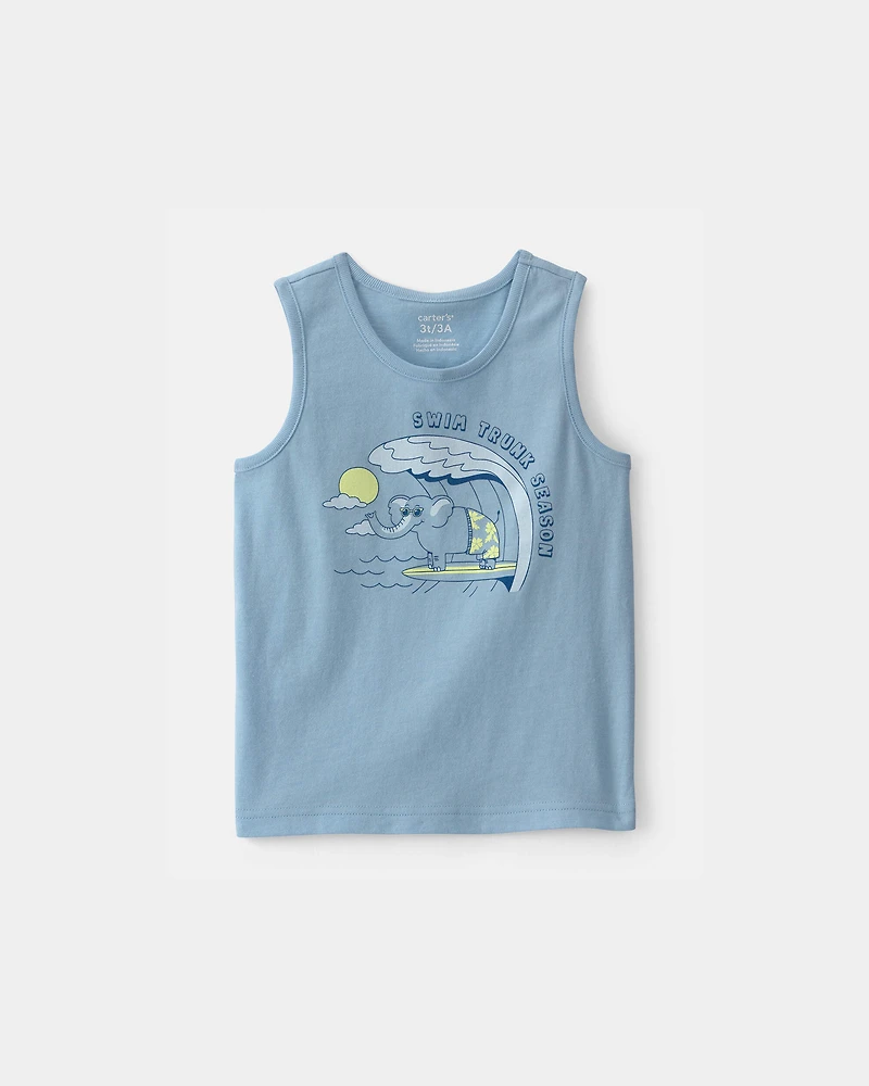 Baby Boy Elephant Graphic Tank - Blue