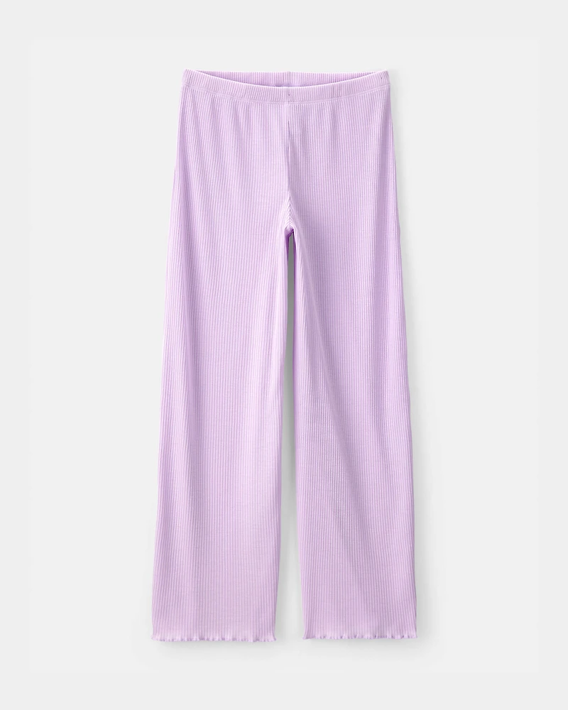 Girls Moon Rib Loose Fit 2-Piece Pyjama Set - Purple