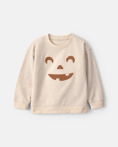 Toddler Pumpkin Halloween Pullover Sweatshirt - Cream