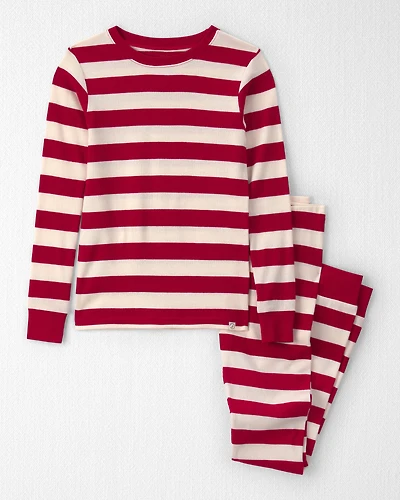 Kids 2-Piece Organic Cotton Ribbed Pyjamas Stripes