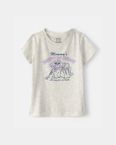 Toddler Girl 'Mommy's Shopping Buddy' Graphic Tee - Grey