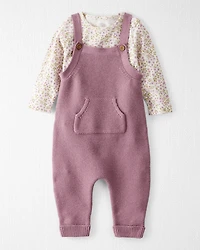 Baby Boy 2-Piece Organic Cotton Overall Set Floral Print