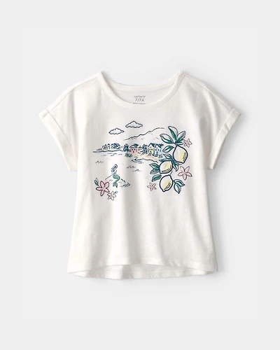 Girls Mermaid Landscape Top - White
