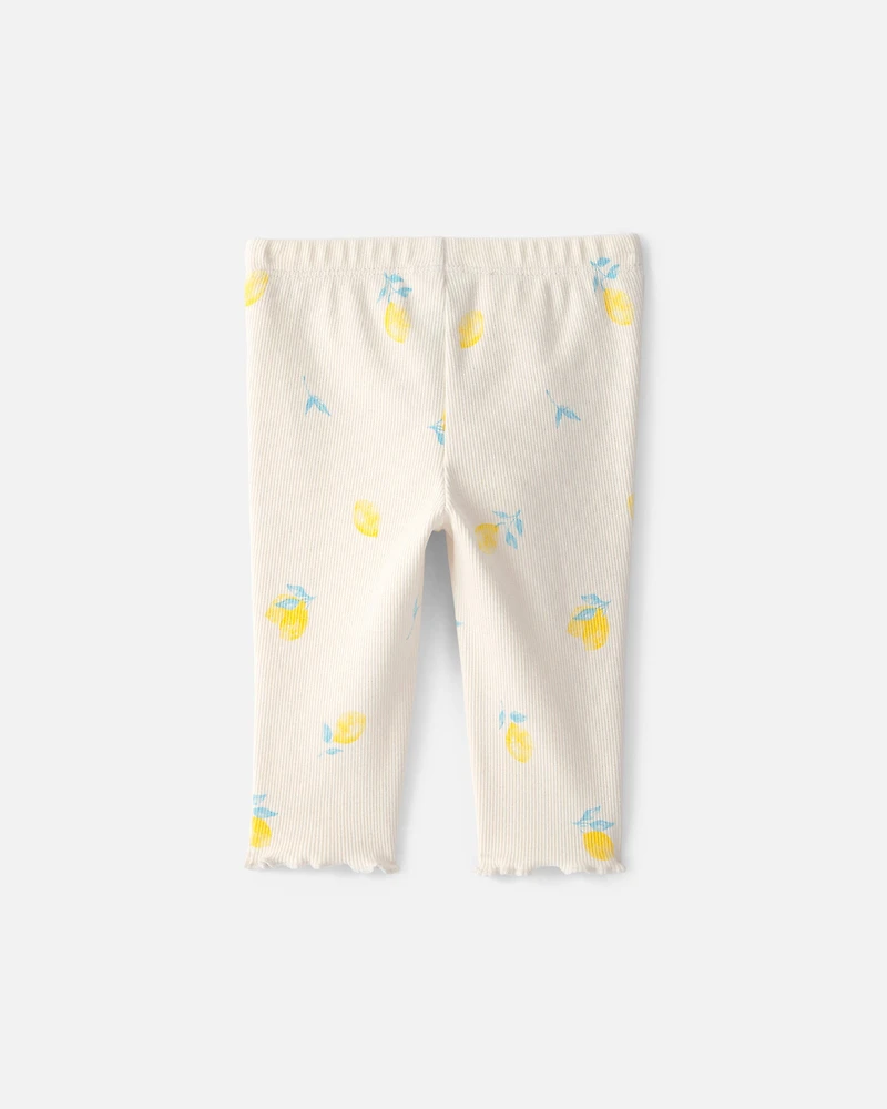 Baby Girl Lemon Rib Pants - Ivory