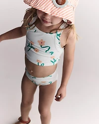 Toddler Girl Tankini Floral Print - Light Green