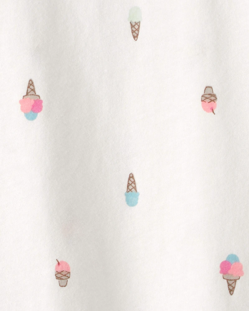 Baby Girl Ice Cream Top - White