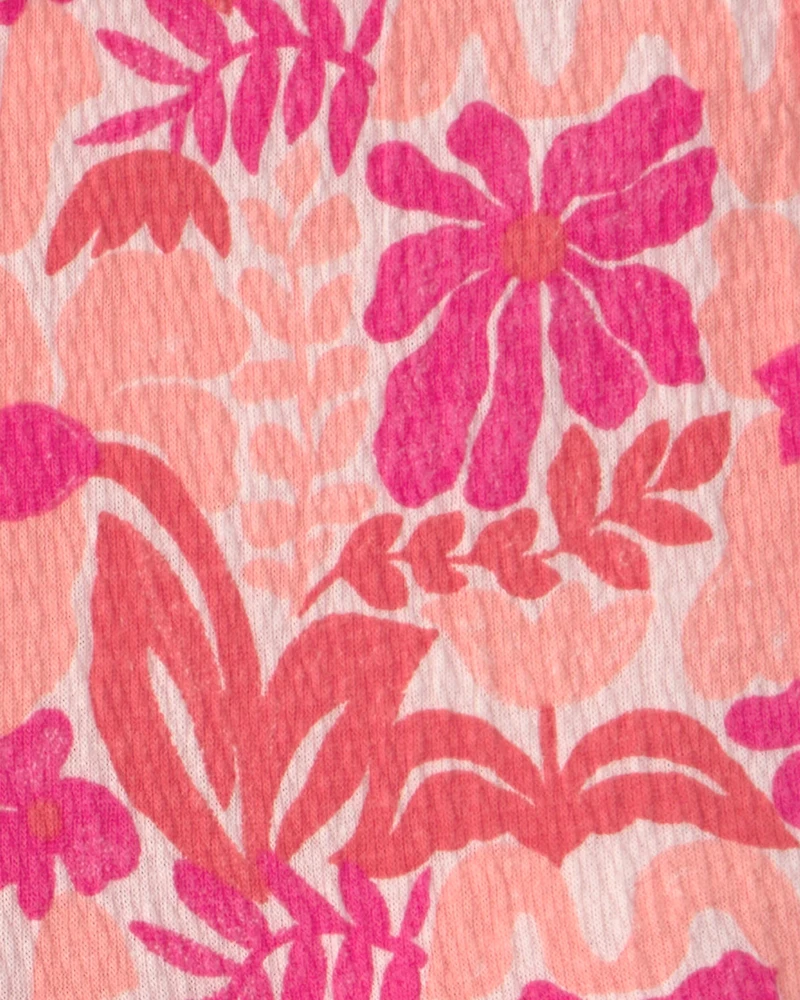 Girls Tropical Crinkle Tank Top - Pink