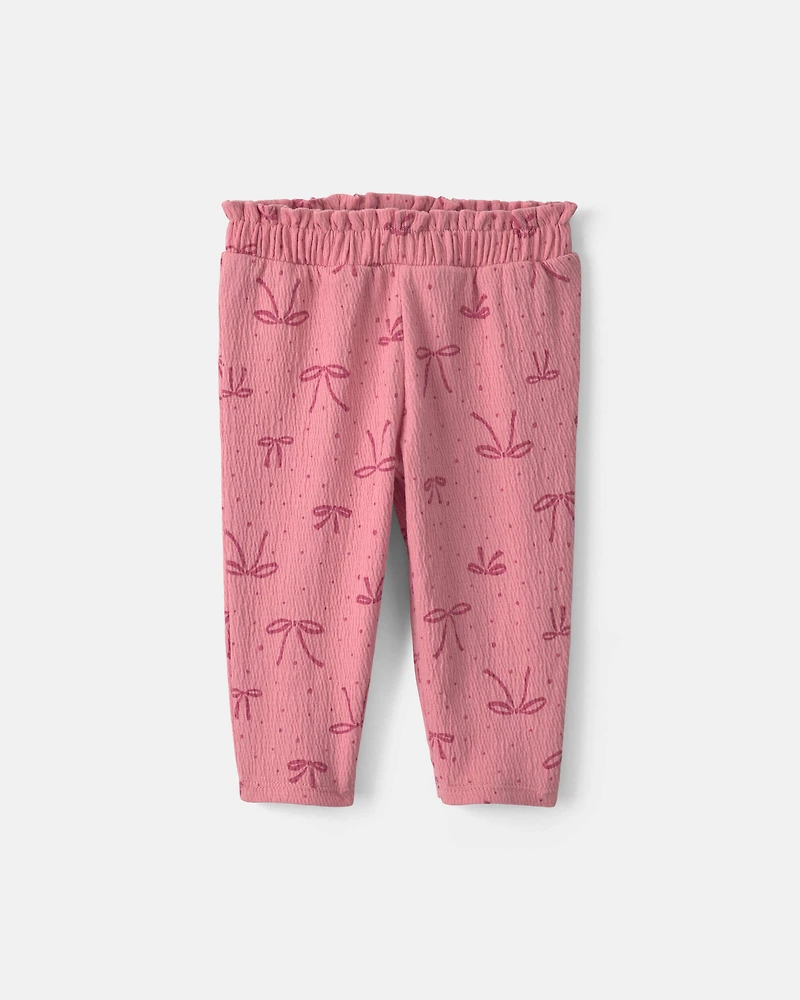 Baby Girl 2-Piece Bow Long-Sleeve Bodysuit & Pant Set - Pink