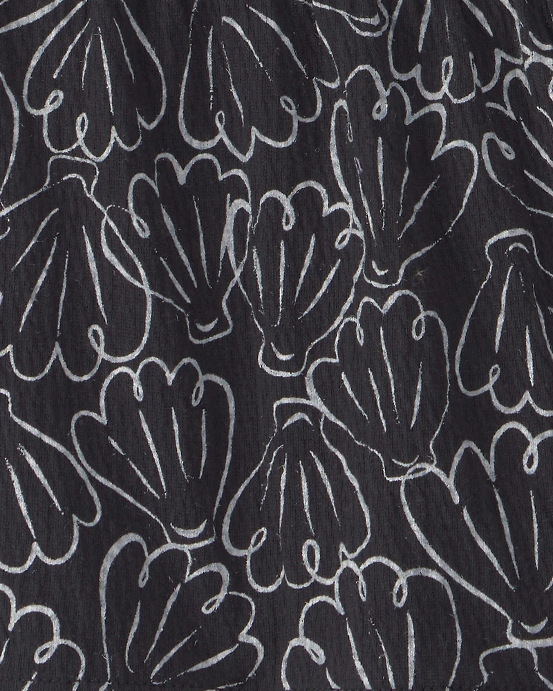 Toddler Girl 2-Piece Floral Ruffle Top & Short Set - Black/Cream