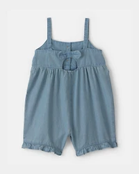 Baby Girl Chambray Sleeveless Romper - Blue