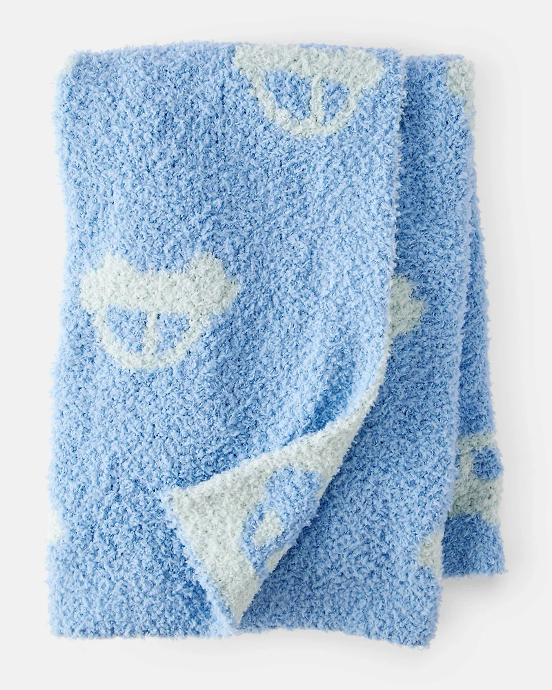 Car Print Plush Blanket - Blue
