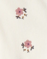 Toddler Girl Quilted Quarter-Zip & Floral Legging Set - Cream