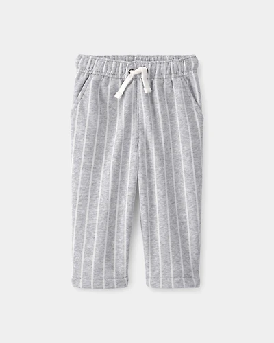Baby Striped French Terry Pants - Grey/White