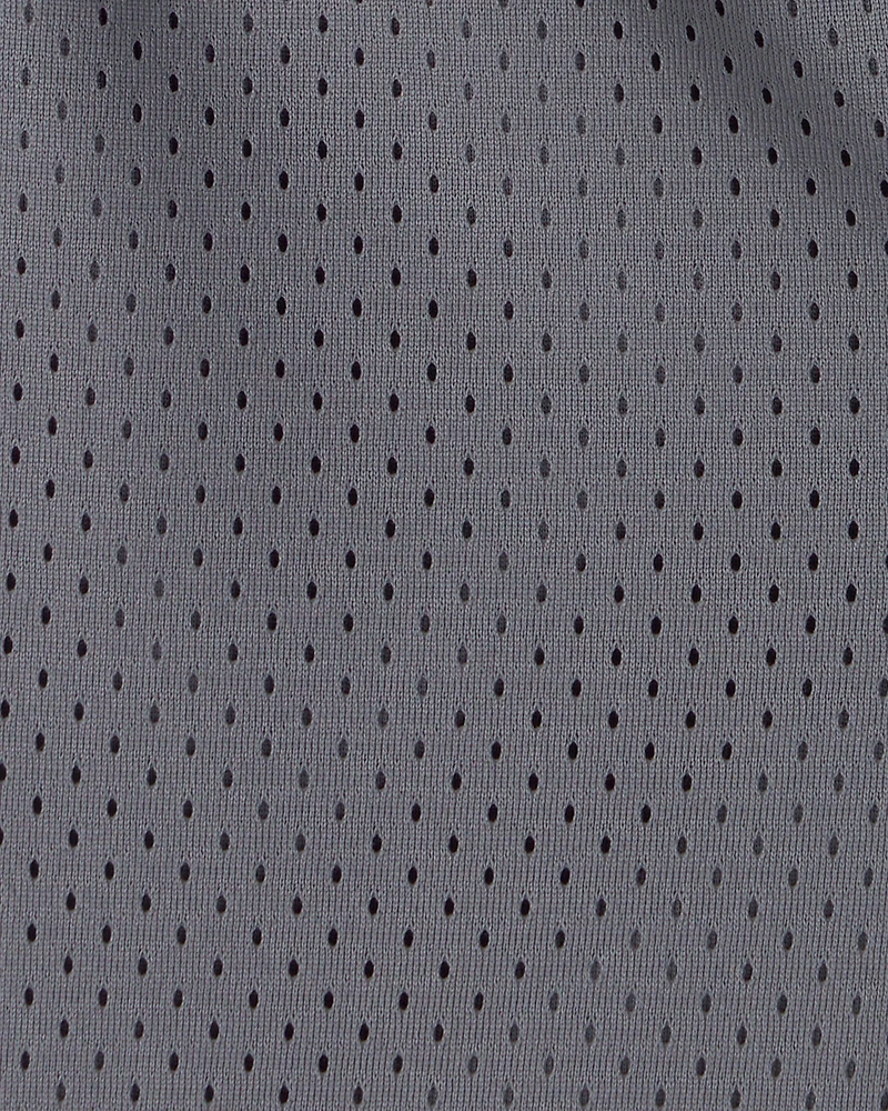 Toddler Boy Stripe Mesh Active Shorts - Grey