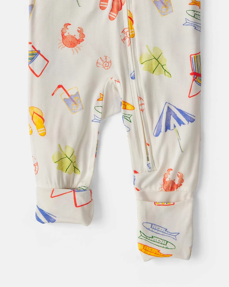 Baby Beach 2-Way Zip PurelySoft™ Snug Fit Sleeper - Cream