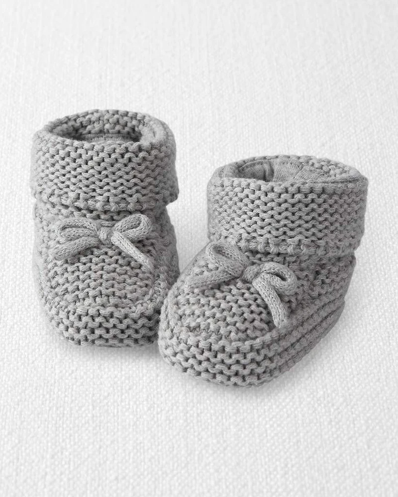 Baby Organic Cotton Crochet Booties Gray