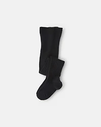 Girls Ribbed Tights - Black