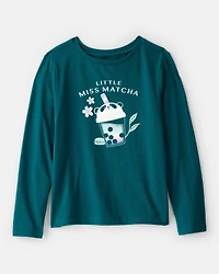 Girls Matcha Tea Long-Sleeve Graphic Tee - Green