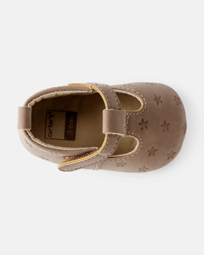 Baby Girl Star Mary Jane Shoes - Brown
