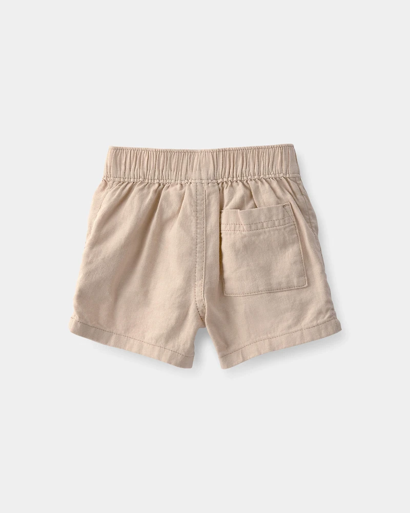 Baby Boy 2-Piece Solid Short-Sleeve Tee & Pant Set - Brown/White