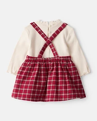Baby Girl 3-Piece Plaid Print Tee, Skirt & Tight Set - Red
