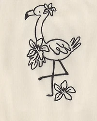 Toddler Girl Flamingo Embroidered Tank Top - Cream