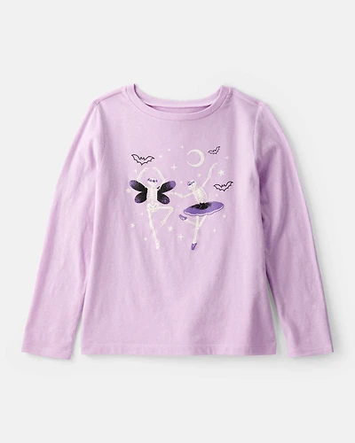 Girls Skeleton Long-Sleeve Graphic Tee - Purple