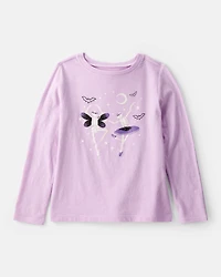 Girls Skeleton Long-Sleeve Graphic Tee - Purple