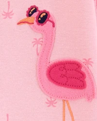 Baby Girl Flamingo Print Snug Fit Cotton Footless 1-Piece Pyjamas - Pink