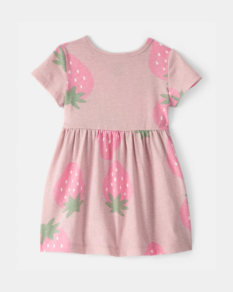 Baby Girl Strawberry Short-Sleeve Dress - Pink