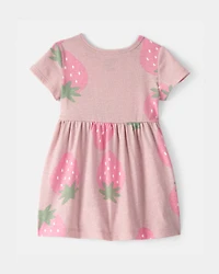 Baby Girl Strawberry Short-Sleeve Dress - Pink