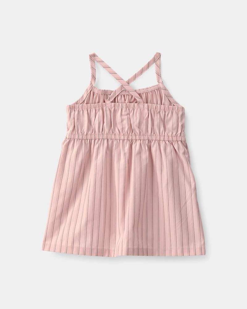 Baby Girl Striped Sleeveless Dress - Pink