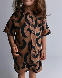 Toddler Boy Button-Down Short-Sleeve Shirt Abstract Print - Brown
