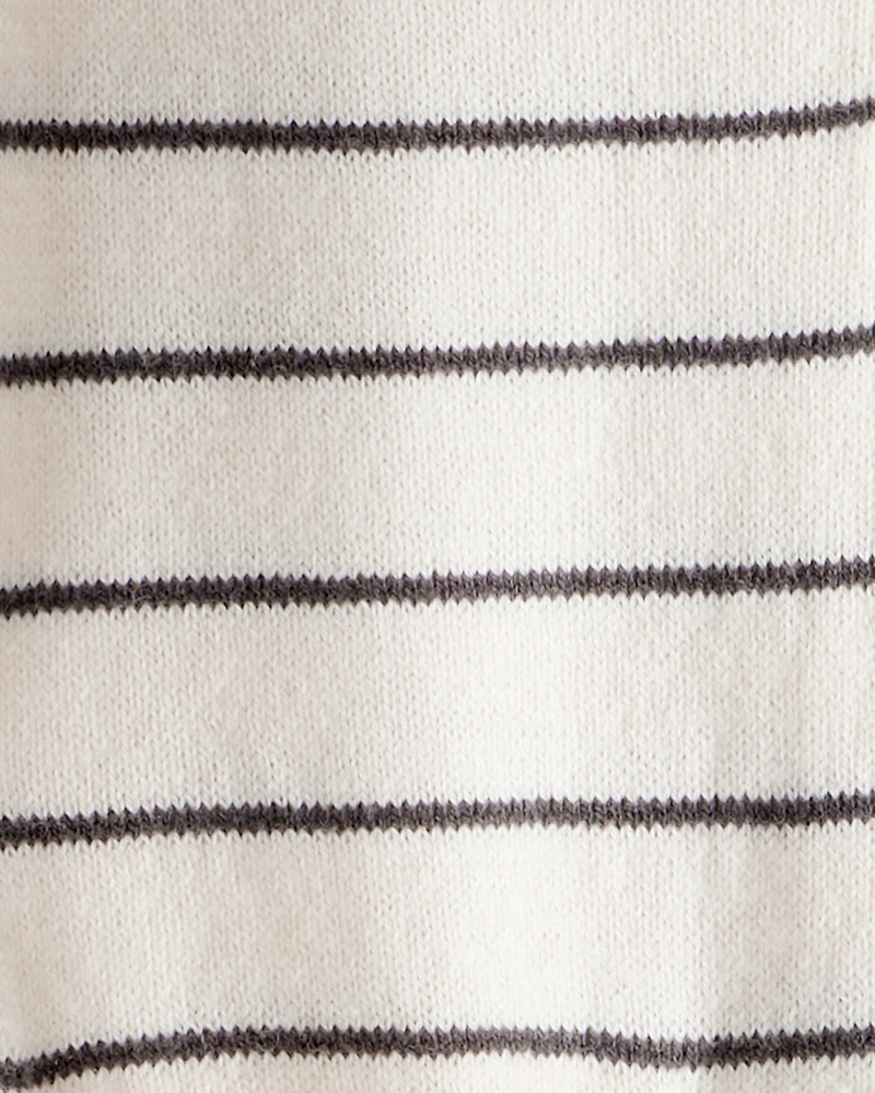 Baby Boy Striped Cotton Long-Sleeve Jumpsuit - White