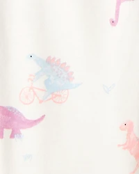 Baby Girl Dinosaur Print Cotton Long-Sleeve Tee & Pant Set - Pink/White