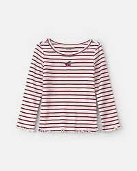 Toddler Girl Cherry Striped Long-Sleeve Top - Red
