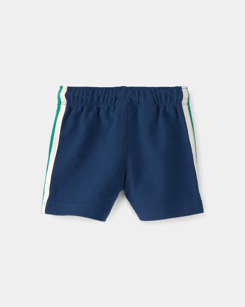 Baby Boy Striped French Terry Shorts - Blue/Green