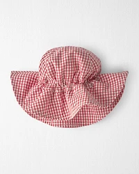 Baby Girl Sunhat Made with Organic Cotton Red Gingham