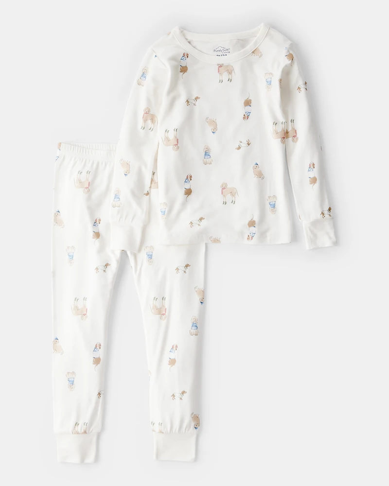 Kid Dog Long-Sleeve Loose Fit 2-Piece Pyjamas - White